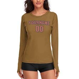 Custom Khaki Copper Rose Women's Long-Sleeve Shirt