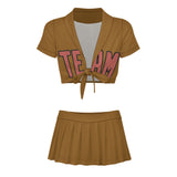 Custom Khaki Copper Rose Cheerleading Uniform Set