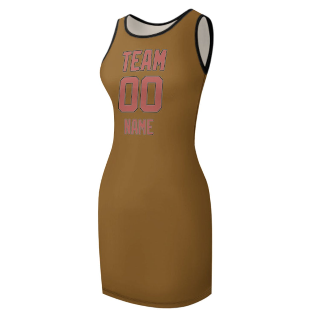 Custom Khaki Copper Rose Sleeveless Vest Dress