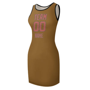 Custom Khaki Copper Rose Sleeveless Vest Dress