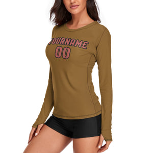 Custom Khaki Copper Rose Women's Long-Sleeve Shirt