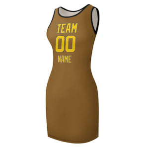 Custom Khaki Gold Sleeveless Vest Dress