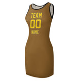 Custom Khaki Gold Sleeveless Vest Dress