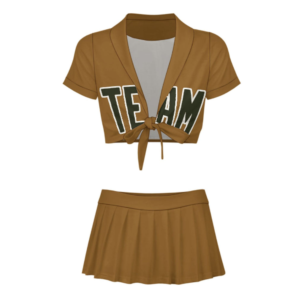 Custom Khaki Olive Cheerleading Uniform Set