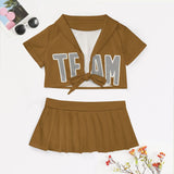 Custom Khaki Gray Cheerleading Uniform Set