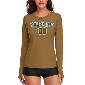 Custom Khaki Green Women's Long-Sleeve Shirt