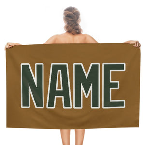 Custom Khaki Dark Green Beach Towel