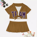 Custom Khaki Purple Cheerleading Uniform Set