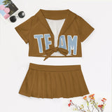 Custom Khaki Light Blue Cheerleading Uniform Set