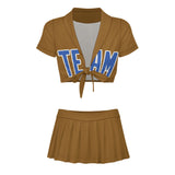 Custom Khaki Sky Blue Cheerleading Uniform Set