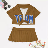Custom Khaki Sky Blue Cheerleading Uniform Set