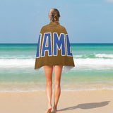 Custom Khaki Sky Blue Beach Towel