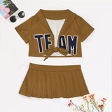 Custom Khaki Navy Cheerleading Uniform Set