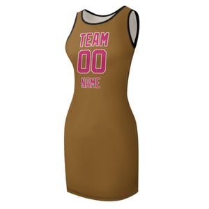 Custom Khaki Pink Sleeveless Vest Dress