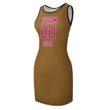 Custom Khaki Pink Sleeveless Vest Dress