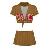 Custom Khaki Red Cheerleading Uniform Set