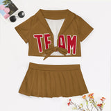 Custom Khaki Red Cheerleading Uniform Set