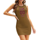 Custom Khaki Crimson Red Sleeveless Vest Dress