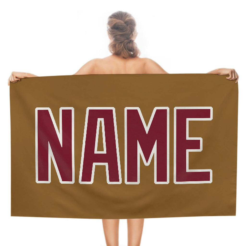 Custom Khaki Crimson Red Beach Towel