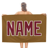 Custom Khaki Crimson Red Beach Towel
