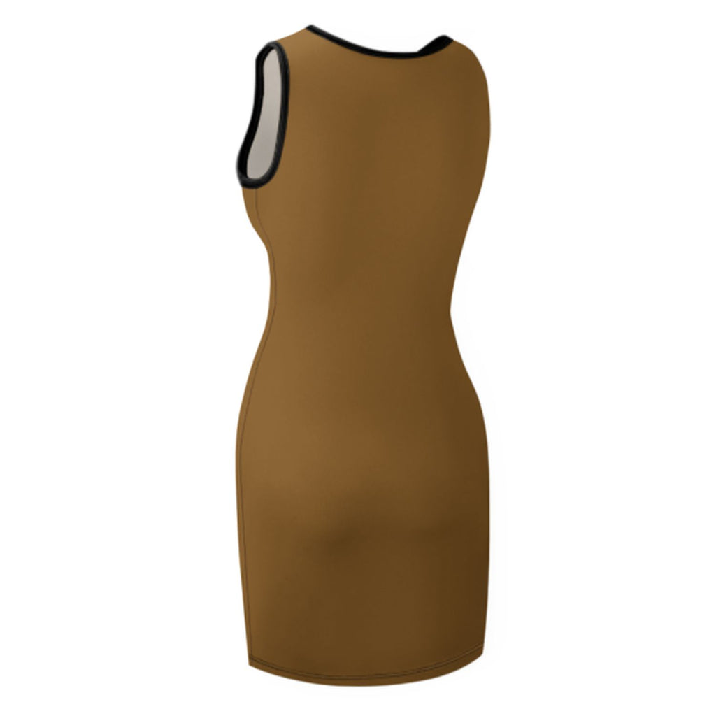 Custom Khaki Crimson Red Sleeveless Vest Dress