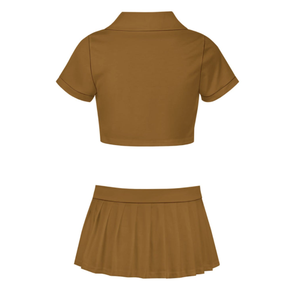 Custom Khaki Crimson Red Cheerleading Uniform Set