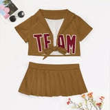 Custom Khaki Crimson Red Cheerleading Uniform Set