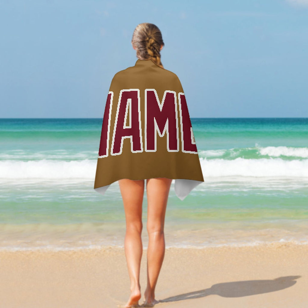 Custom Khaki Crimson Red Beach Towel