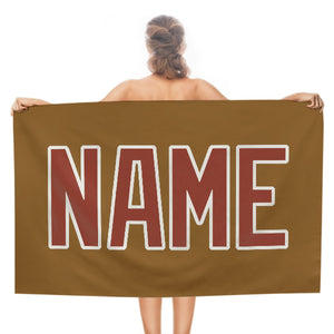 Custom Khaki Coral Red Beach Towel