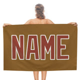Custom Khaki Coral Red Beach Towel