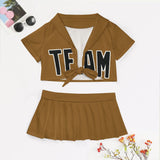 Custom Khaki Black Cheerleading Uniform Set
