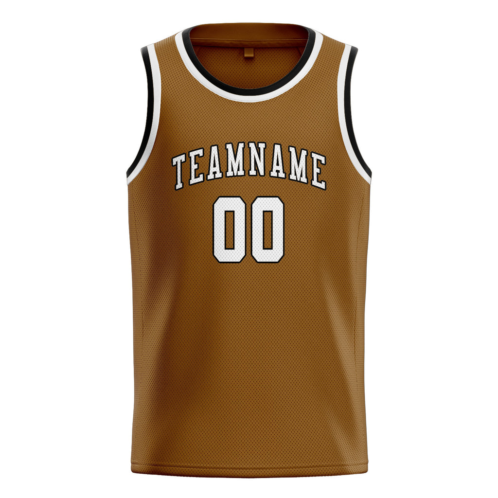 Custom Khaki & White Colors Design Sports Basketball Jersey