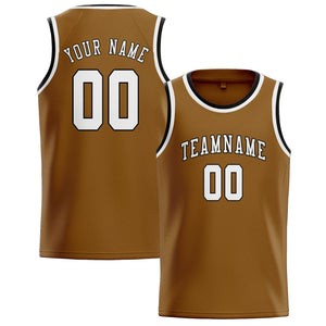 Custom Khaki & White Colors Design Sports Basketball Jersey