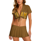 Custom Khaki Yellow Cheerleading Uniform Set
