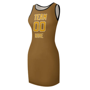 Custom Khaki Yellow Sleeveless Vest Dress