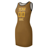 Custom Khaki Yellow Sleeveless Vest Dress