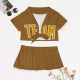 Custom Khaki Yellow Cheerleading Uniform Set