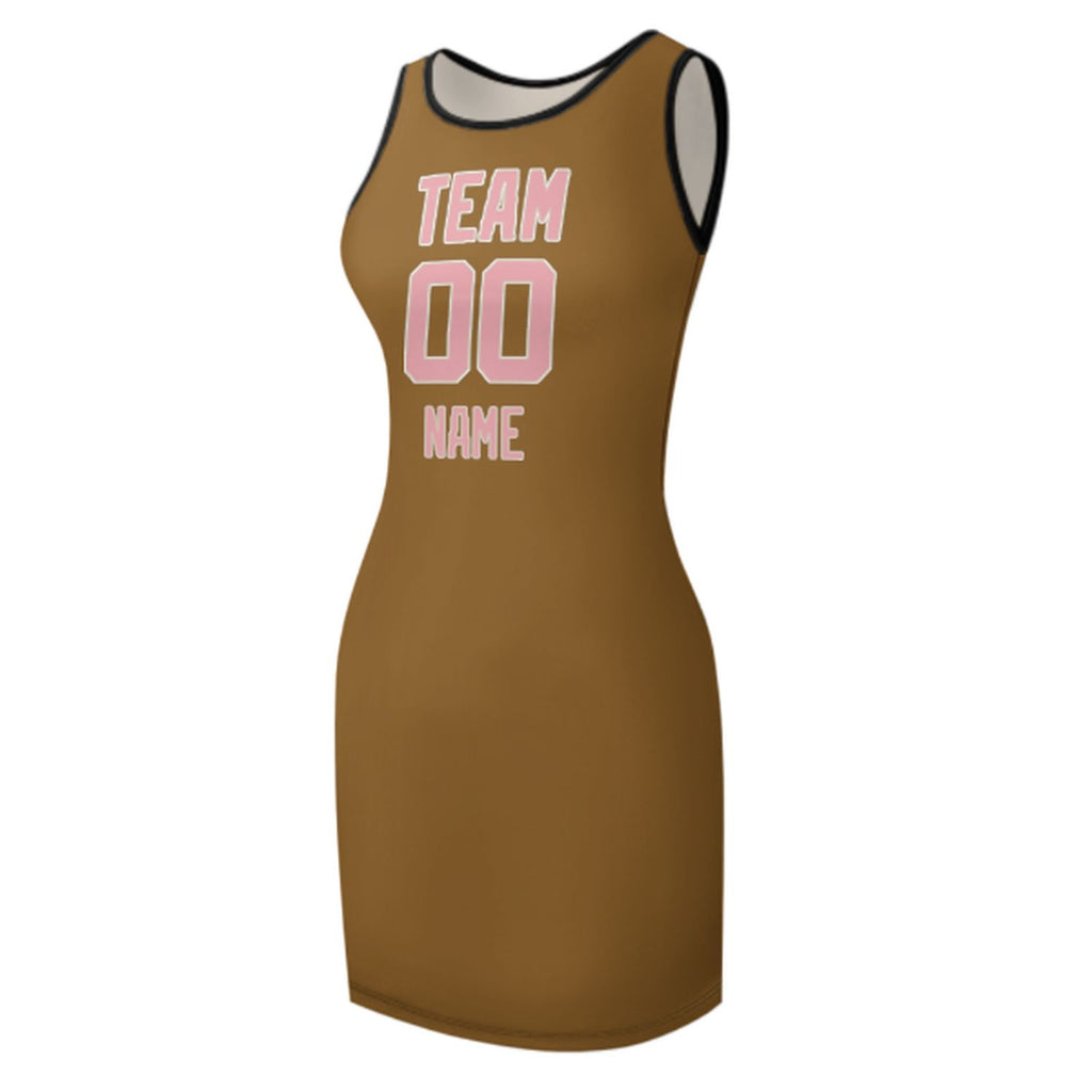 Custom Khaki Light Pink Sleeveless Vest Dress