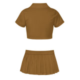 Custom Khaki Light Pink Cheerleading Uniform Set