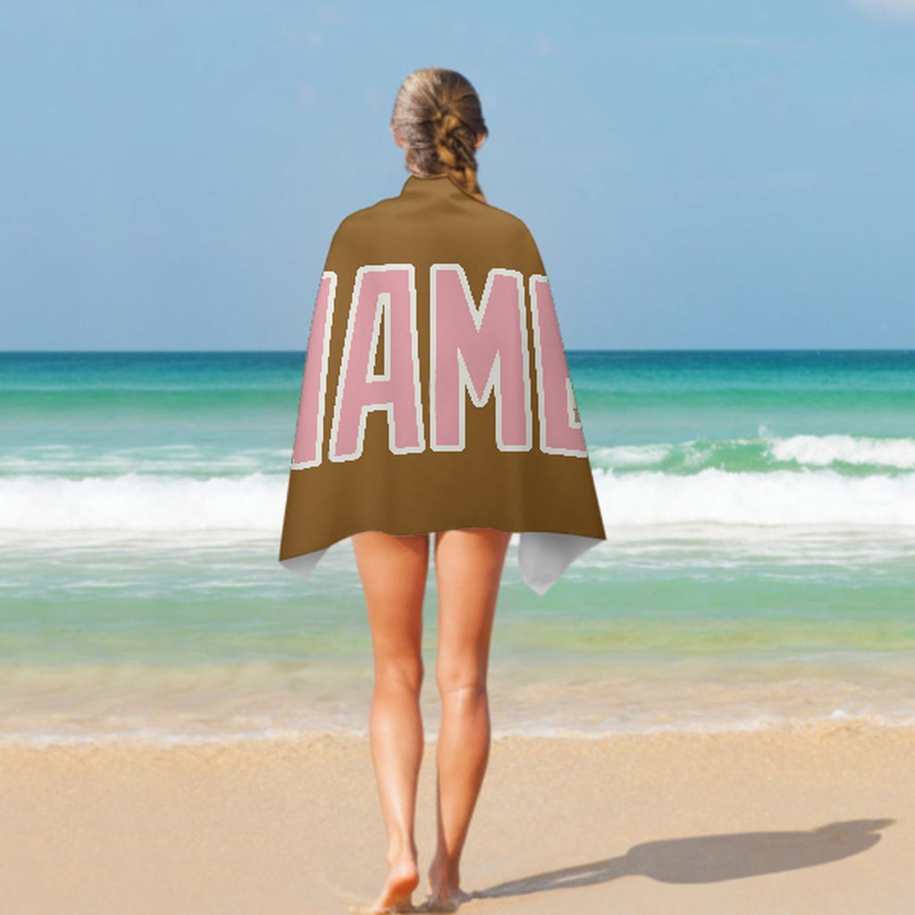 Custom Khaki Light Pink Beach Towel