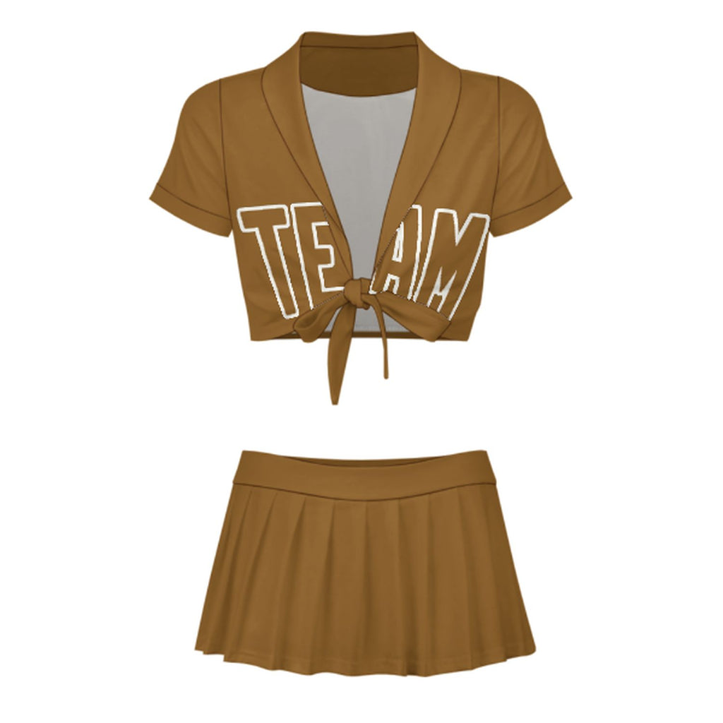 Custom Khaki Khaki Cheerleading Uniform Set