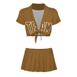 Custom Khaki Khaki Cheerleading Uniform Set