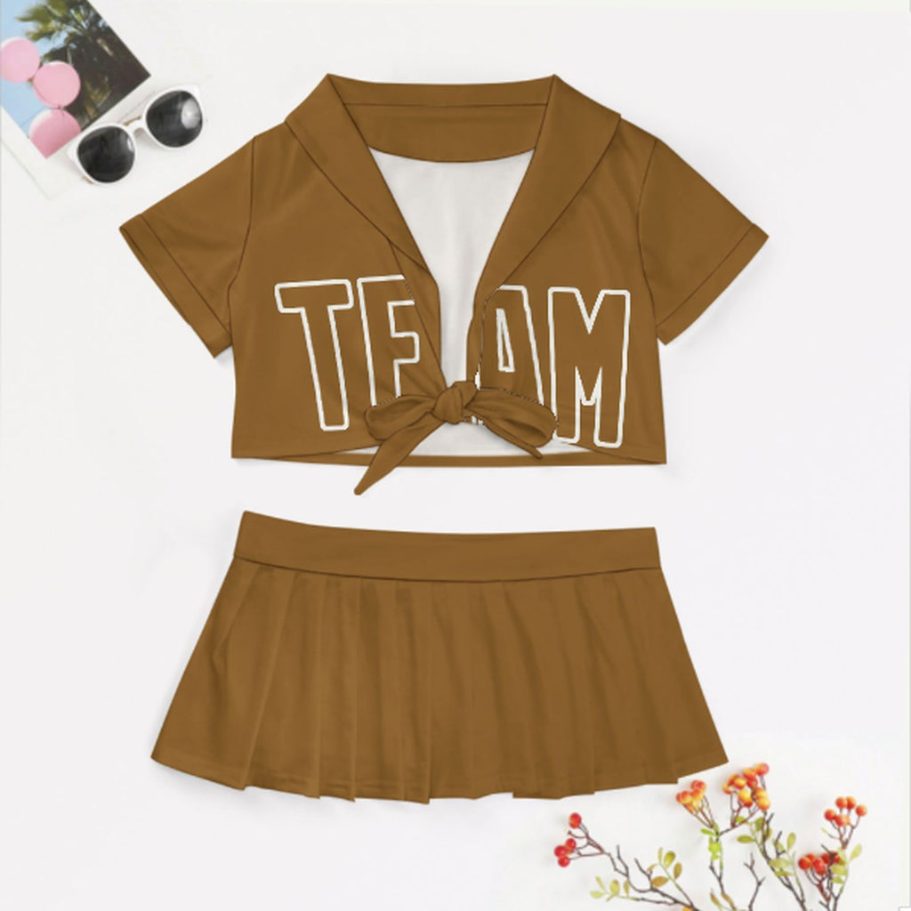 Custom Khaki Khaki Cheerleading Uniform Set