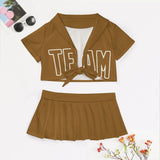 Custom Khaki Khaki Cheerleading Uniform Set