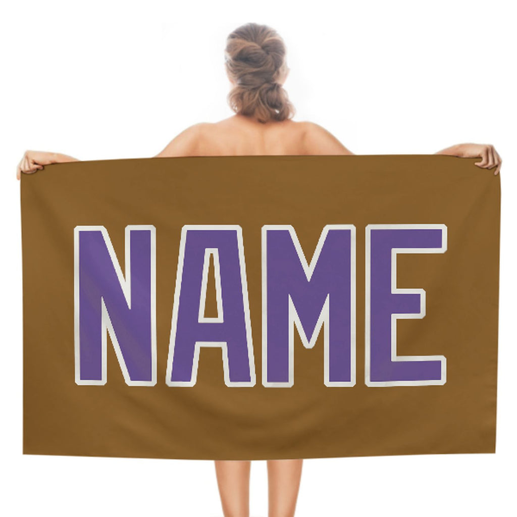 Custom Khaki Light Purple Beach Towel