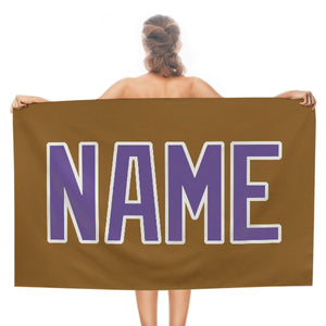 Custom Khaki Light Purple Beach Towel