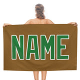 Custom Khaki Emerald Green Beach Towel