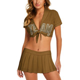 Custom Khaki Light Khaki Cheerleading Uniform Set