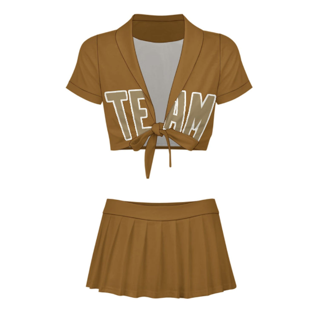 Custom Khaki Light Khaki Cheerleading Uniform Set