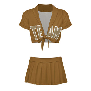 Custom Khaki Light Khaki Cheerleading Uniform Set